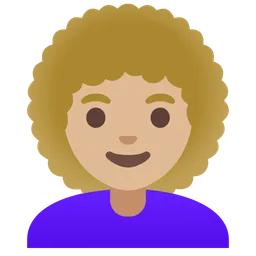 Woman: Medium-Light Skin Tone, Curly Hair — Google