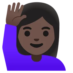 Woman Raising Hand: Dark Skin Tone — Google