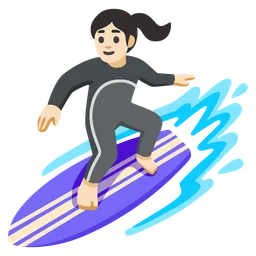 Woman Surfing: Light Skin Tone — Google