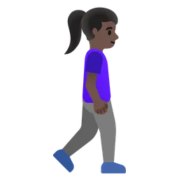 Woman Walking Facing Right: Dark Skin Tone — Google