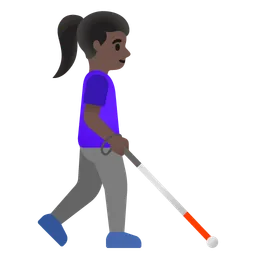 Woman with White Cane Facing Right: Dark Skin Tone — Google