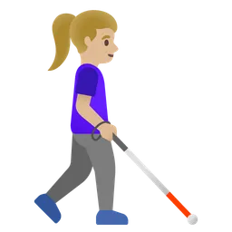 Woman with White Cane Facing Right: Medium-Light Skin Tone — Google