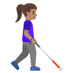 Woman with White Cane Facing Right: Medium Skin Tone — Google