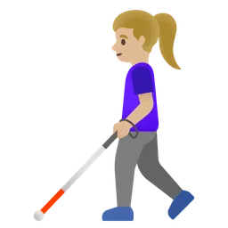 Woman with White Cane: Medium-Light Skin Tone — Google
