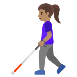 Woman with White Cane: Medium Skin Tone — Google