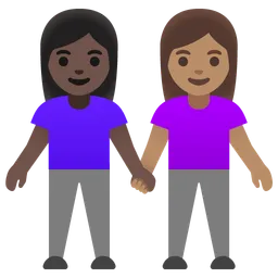 Women Holding Hands: Dark Skin Tone, Medium Skin Tone — Google