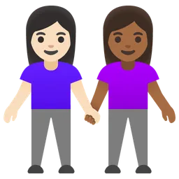 Women Holding Hands: Light Skin Tone, Medium-Dark Skin Tone — Google