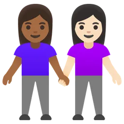 Women Holding Hands: Medium-Dark Skin Tone, Light Skin Tone — Google