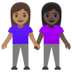 Women Holding Hands: Medium Skin Tone, Dark Skin Tone — Google
