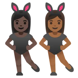 Women With Bunny Ears: Dark Skin Tone, Medium-Dark Skin Tone Google