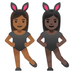 Women With Bunny Ears: Medium-Dark Skin Tone, Dark Skin Tone Google