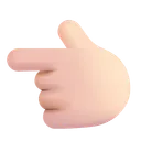 왼쪽을 가리키는 백핸드 인덱스: 밝은 피부 톤