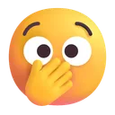 눈을 뜨고 손을 입에 대고 있는 얼굴