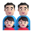 가족: 남자, 남자, 여자아이, 여자아이: 밝은 피부색
