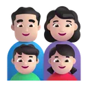 가족: 남자, 여자, 남자아이, 여자아이: 밝은 피부색