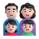 가족: 남자, 여자, 여자아이, 남자아이: 밝은 피부색