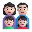 가족: 남자, 여자, 남자아이, 여자아이: 밝은 피부색