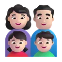 가족: 남자, 여자, 여자아이, 남자아이: 밝은 피부색