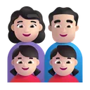 가족: 남자, 여자, 여자아이, 여자아이: 밝은 피부색