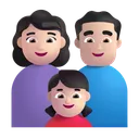 가족: 남자, 여자, 여자아이: 밝은 피부색