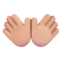 열린 손: 중간 정도의 밝은 피부 톤