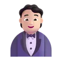 턱시도를 입은 사람: 밝은 피부 톤