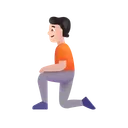무릎 꿇은 사람: 밝은 피부 톤