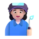 여성 공장 근로자: 밝은 피부 톤