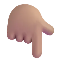 Backhand Index Pointing Down: Medium Skin Tone Microsoft 3D Fluent