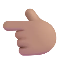 왼쪽을 가리키는 백핸드 인덱스: 중간 피부 톤 Microsoft 3D Fluent