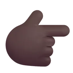 오른쪽을 가리키는 백핸드 인덱스: 어두운 피부 톤 Microsoft 3D Fluent
