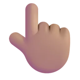 Backhand Index Pointing Up: Medium Skin Tone Microsoft 3D Fluent