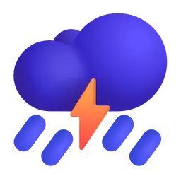 번개와 비가 내리는 구름 Microsoft 3D Fluent