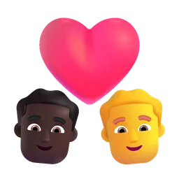 Couple With Heart - Man: Dark Skin Tone, Man: No Skin Tone Microsoft 3D Fluent
