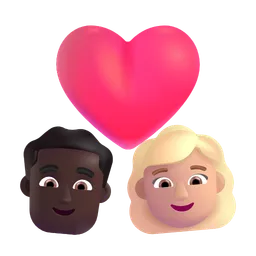 Couple With Heart - Man: Dark Skin Tone, Woman: Medium-Light Skin Tone Microsoft 3D Fluent