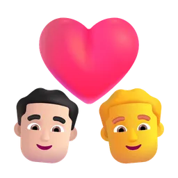 Couple With Heart - Man: Light Skin Tone, Man: No Skin Tone Microsoft 3D Fluent