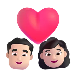 Couple With Heart - Man: Light Skin Tone, Woman: Light Skin Tone Microsoft 3D Fluent