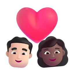 Couple With Heart - Man: Light Skin Tone, Woman: Medium-Dark Skin Tone Microsoft 3D Fluent
