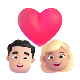 Couple With Heart - Man: Light Skin Tone, Woman: Medium-Light Skin Tone Microsoft 3D Fluent