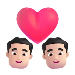 Couple with Heart: Man, Man, Light Skin Tone Microsoft 3D Fluent
