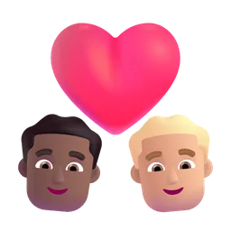 Couple with Heart: Man, Man, Medium-Dark Skin Tone, Medium-Light Skin Tone Microsoft 3D Fluent