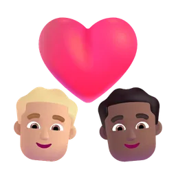 Couple with Heart: Man, Man, Medium-Light Skin Tone, Medium-Dark Skin Tone Microsoft 3D Fluent