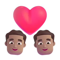 Couple with Heart: Man, Man, Medium Skin Tone Microsoft 3D Fluent