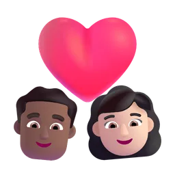 Couple With Heart - Man: Medium-Dark Skin Tone, Woman: Light Skin Tone Microsoft 3D Fluent