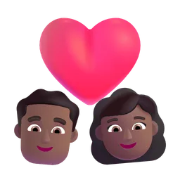 Couple With Heart - Man: Medium-Dark Skin Tone, Woman: Medium-Dark Skin Tone Microsoft 3D Fluent