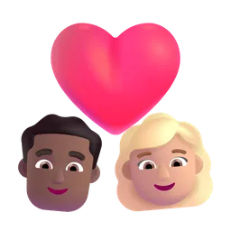 Couple With Heart - Man: Medium-Dark Skin Tone, Woman: Medium-Light Skin Tone Microsoft 3D Fluent