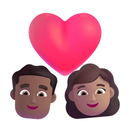 Couple With Heart - Man: Medium-Dark Skin Tone, Woman: Medium Skin Tone Microsoft 3D Fluent