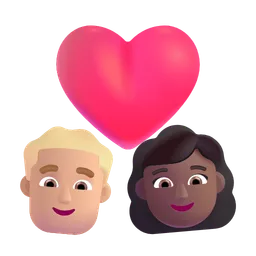 Couple With Heart - Man: Medium-Light Skin Tone, Woman: Medium-Dark Skin Tone Microsoft 3D Fluent