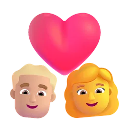 Couple With Heart - Man: Medium-Light Skin Tone, Woman: No Skin Tone Microsoft 3D Fluent