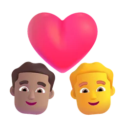 Couple With Heart - Man: Medium Skin Tone, Man: No Skin Tone Microsoft 3D Fluent